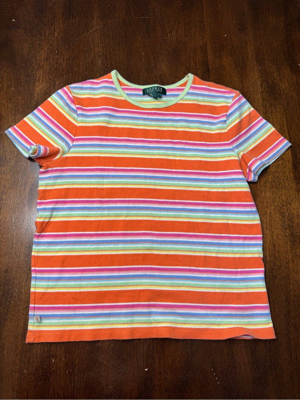 Lauren Ralph Lauren Orange Striped Tee